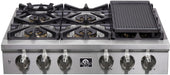 Forno Spezia 36 in. 6 Burner Gas Cooktop with Wok Ring and Griddle in Stainless Steel, FCTGS5751 - 36 - Farmhouse Kitchen and Bath