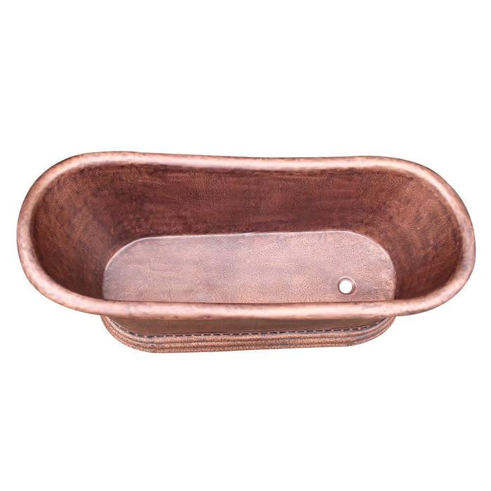 Akicon Copper Single-Slipper Roll-Top Handmade Copper Tub — AKB70003-C