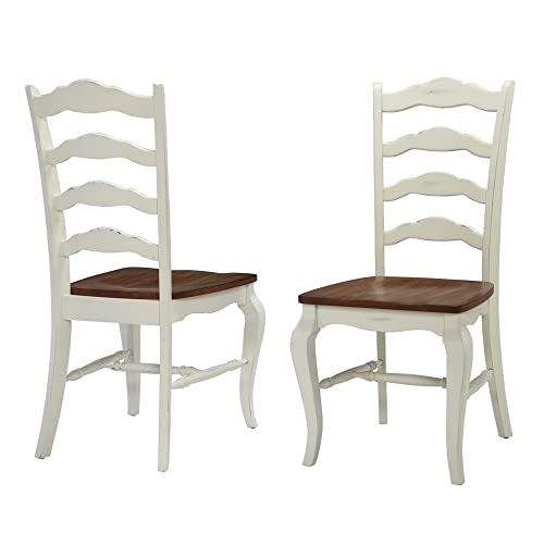 French Countryside Oak/White 42" Round Pedestal Dining Table with 4 Chairs by Home Styles - Farmhouse Kitchen and Bath