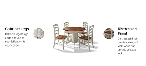 French Countryside Oak/White 42" Round Pedestal Dining Table with 4 Chairs by Home Styles - Farmhouse Kitchen and Bath