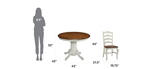 French Countryside Oak/White 42" Round Pedestal Dining Table with 4 Chairs by Home Styles - Farmhouse Kitchen and Bath