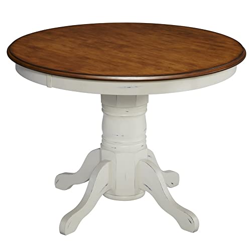 French Countryside Oak/White 42" Round Pedestal Dining Table with 4 Chairs by Home Styles - Farmhouse Kitchen and Bath