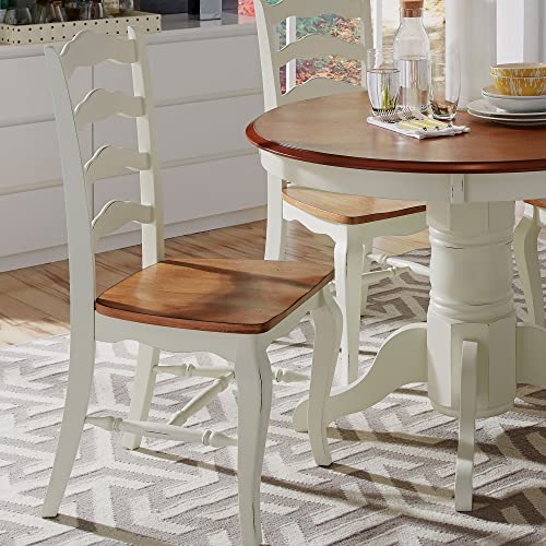 French Countryside Oak/White 42" Round Pedestal Dining Table with 4 Chairs by Home Styles - Farmhouse Kitchen and Bath