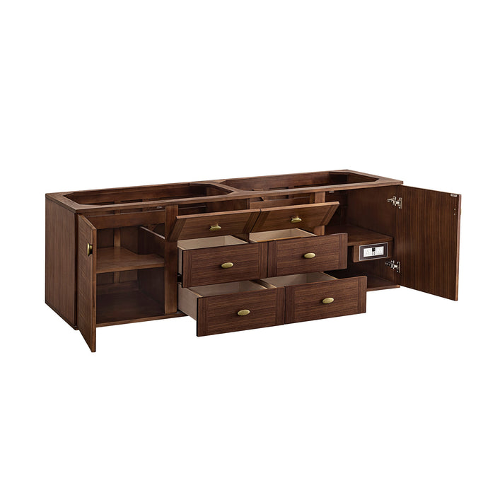 James Martin Amberly 72" Dual Mount Double Bathroom Vanity, Mid-Century Walnut