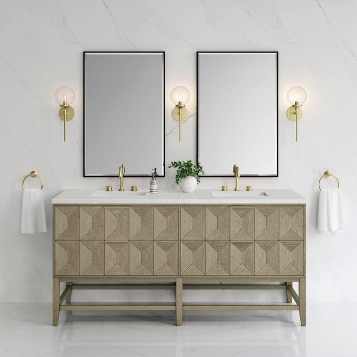 James Martin Emmeline 72" Double Bathroom Vanity, Pebble Oak
