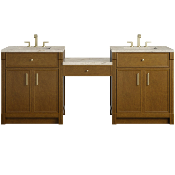 James Martin Bellshire 84" Double Bathroom Vanity, Honey Oak