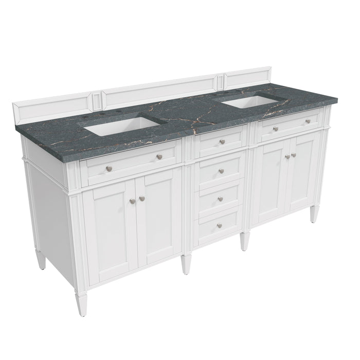James Martin Brittany 72" Double Bathroom Vanity, Bright White