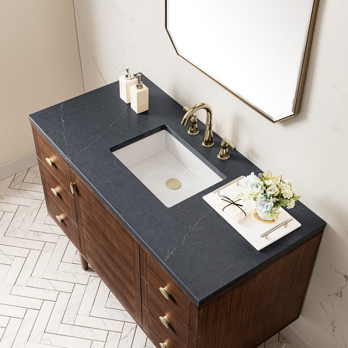 James Martin Amberly 48" Dual Mount Single Bathroom Vanity, Mid-Century Walnut