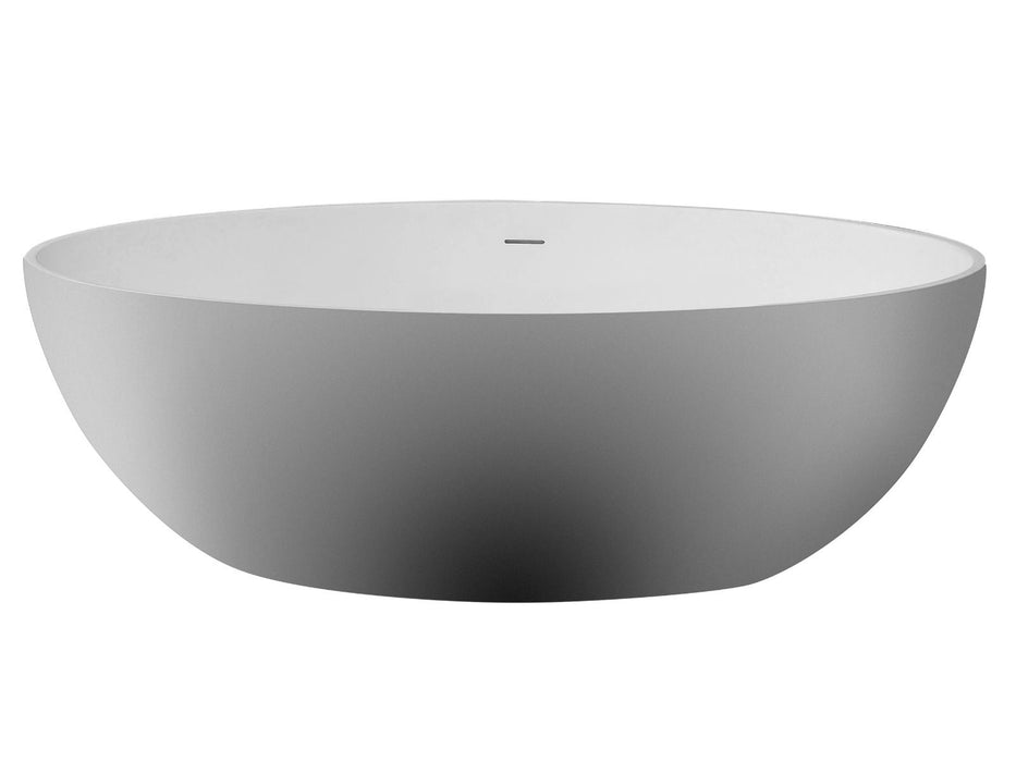 ALFI brand 67" White Oval Solid Surface Smooth Resin Soaking Bathtub AB9941
