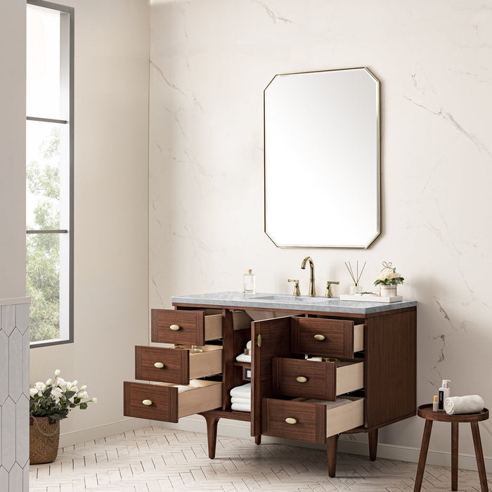 James Martin Amberly 48" Dual Mount Single Bathroom Vanity, Mid-Century Walnut