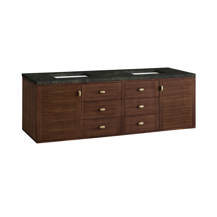 James Martin Amberly 72" Dual Mount Double Bathroom Vanity, Mid-Century Walnut