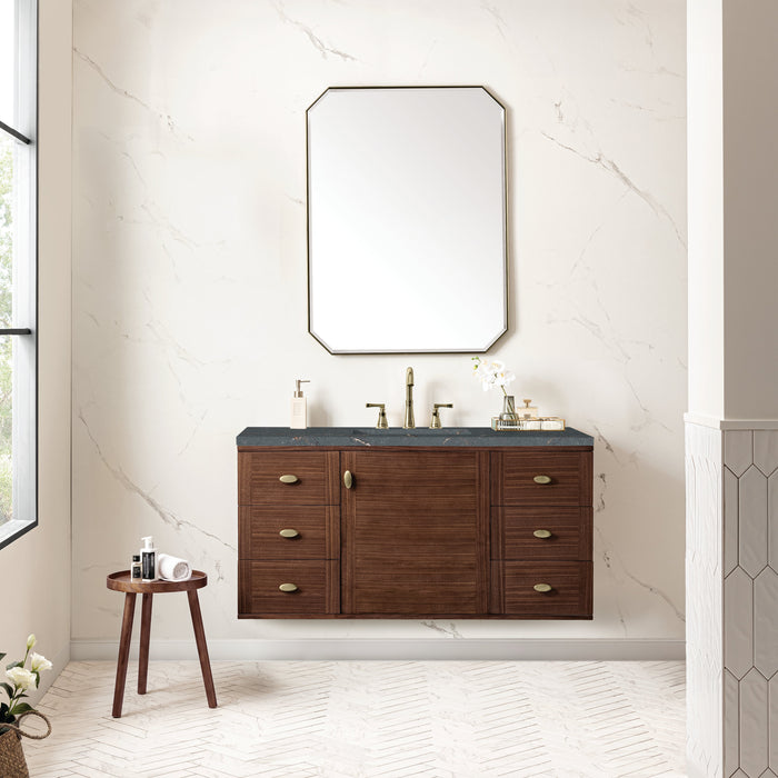 James Martin Amberly 48" Dual Mount Single Bathroom Vanity, Mid-Century Walnut
