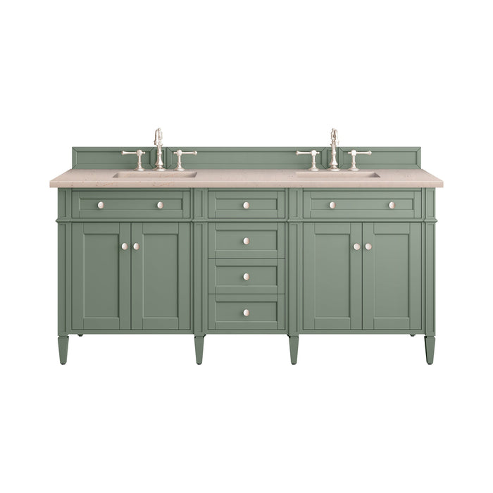 James Martin Brittany 72" Double Bathroom Vanity, Smokey Celadon