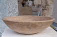 karina walnut travertine natural stone vessel sink honed and filled SKU KMRC16206W Size (W)16" (L)20.5" (H)6" side view product shot