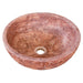gobek red travertine natural stone vessel sink honed matte SKU NTRVS15 size (D)16" (H)6" side view product shot