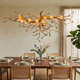 Golden Tree Branch Glass Flower Chandelier