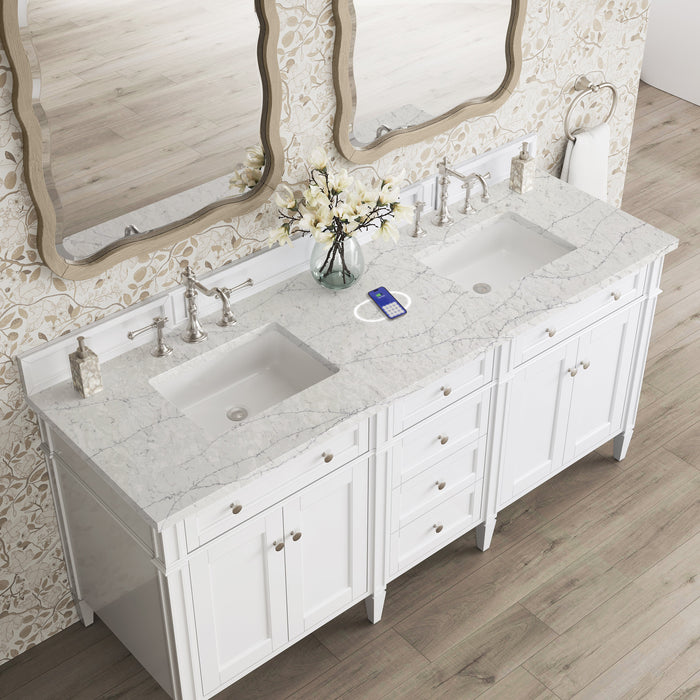 James Martin Brittany 72" Double Bathroom Vanity, Bright White