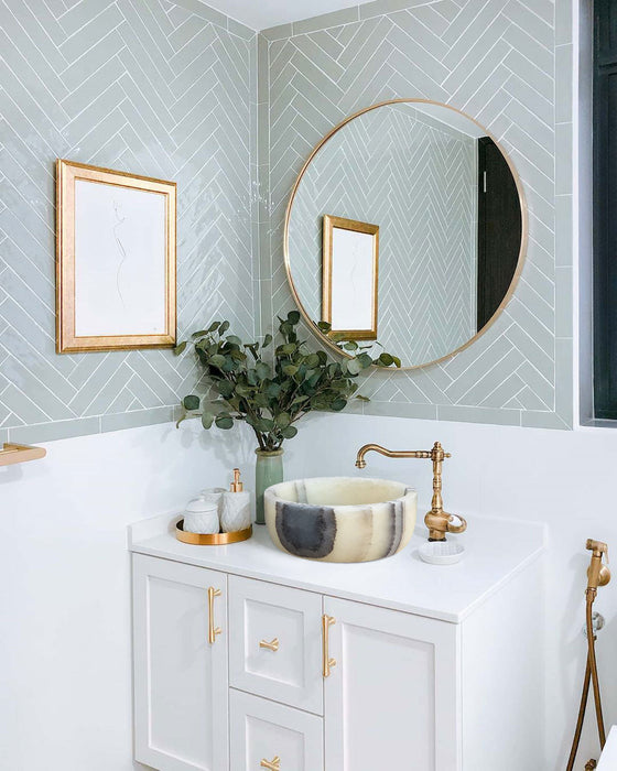 Green Translucent Onyx Handcrafted Turkish Natural Stone Bathroom Vanity Vessel Sink