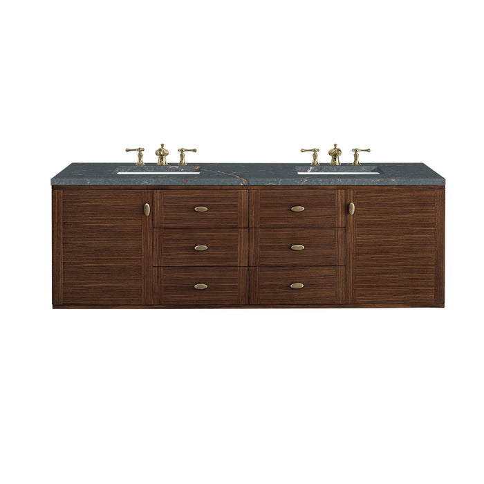 James Martin Amberly 72" Dual Mount Double Bathroom Vanity, Mid-Century Walnut