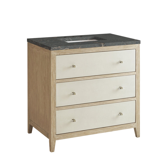 James Martin Celeste 36" Single Bathroom Vanity, Sunwashed Oak with Embossed Shagreen Drawer Fronts