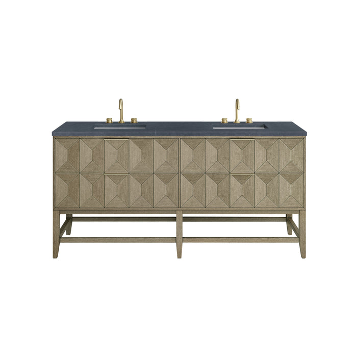 James Martin Emmeline 72" Double Bathroom Vanity, Pebble Oak