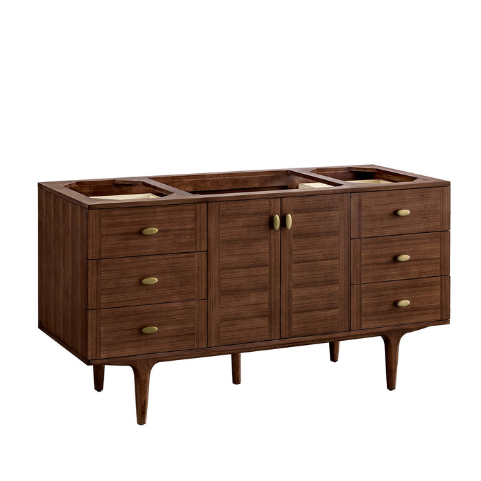 James Martin Amberly 60" Dual Mount Single Bathroom Vanity, Mid-Century Walnut