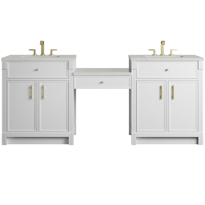 James Martin Bellshire 84" Double Bathroom Vanity, Bright White