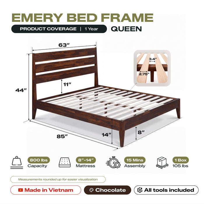 Emery Solid Wood Bed Frame