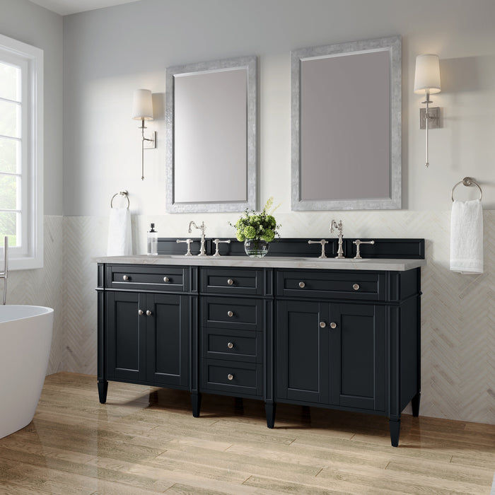 James Martin Brittany 72" Double Bathroom Vanity, Black Onyx