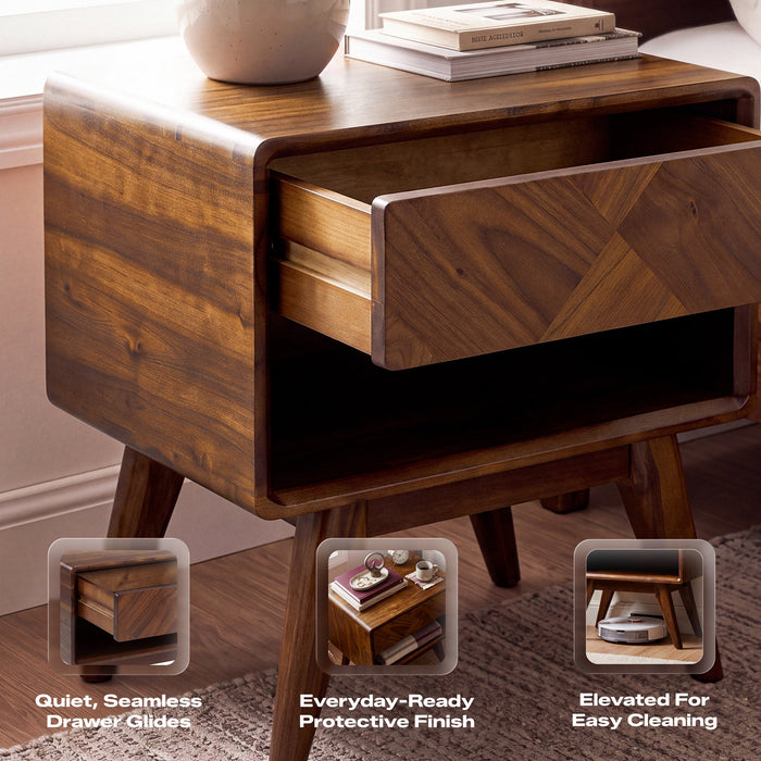 Laden Handcrafted Solid Wood Nightstand