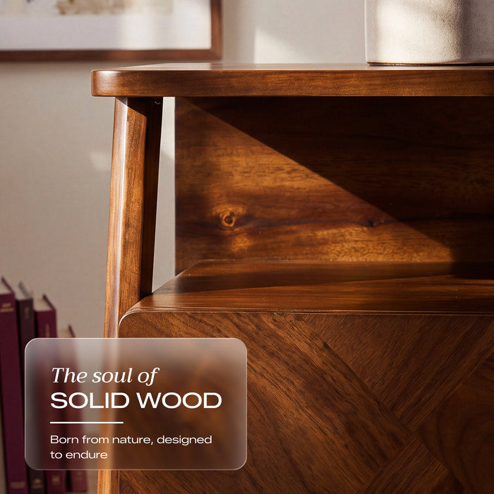 Rum Handcrafted Solid Wood Nightstand
