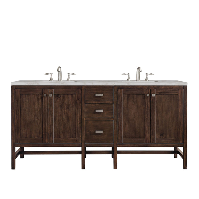 James Martin Addison 72" Double Bathroom Vanity, Mid-Century Acacia