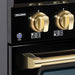 HALLMAN BOLD 30" Dual Fuel Range, Glossy Black, Brass Trim HBRDF30BSGB - Farmhouse Kitchen and Bath