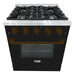 HALLMAN BOLD 30" Dual Fuel Range, Glossy Black, Bronze Trim HBRDF30BZGB - Farmhouse Kitchen and Bath