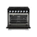 HALLMAN BOLD 36" Dual Fuel Range, Glossy Black, Chrome Trim HBRDF36CMGB - Farmhouse Kitchen and Bath