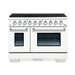 HALLMAN BOLD 48" Dual Fuel Range, White, Chrome Trim HBRDF48CMWT - Farmhouse Kitchen and Bath