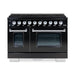 HALLMAN BOLD 48" Dual Fuel Range,Glossy Black, Chrome Trim HBRDF48CMGB - Farmhouse Kitchen and Bath