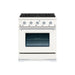 HALLMAN Classico 30" Dual Fuel Range, White, Chrome Trim HCLRDF30CMWT - Farmhouse Kitchen and Bath