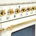 HALLMAN Classico 48" Dual Fuel Range, Antique White, Brass Trim HCLRDF48BSAW - Farmhouse Kitchen and Bath