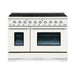 HALLMAN Classico 48" Dual Fuel Range, Antique White, Chrome Trim HCLRDF48CMAW - Farmhouse Kitchen and Bath