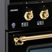 HALLMAN Classico 48" Dual Fuel Range, Glossy Black, Brass Trim HCLRDF48BSGB - Farmhouse Kitchen and Bath