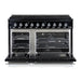 HALLMAN Classico 48" Dual Fuel Range, Glossy Black, Chrome Trim HCLRDF48CMGB - Farmhouse Kitchen and Bath