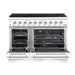 HALLMAN Classico 48" Dual Fuel Range, White, Chrome Trim HCLRDF48CMWT - Farmhouse Kitchen and Bath