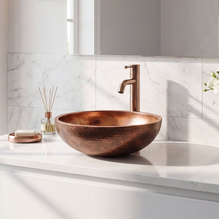 Akicon Custom Solid Copper Bathroom Sink Handmade Copper Basin — AKS202-C