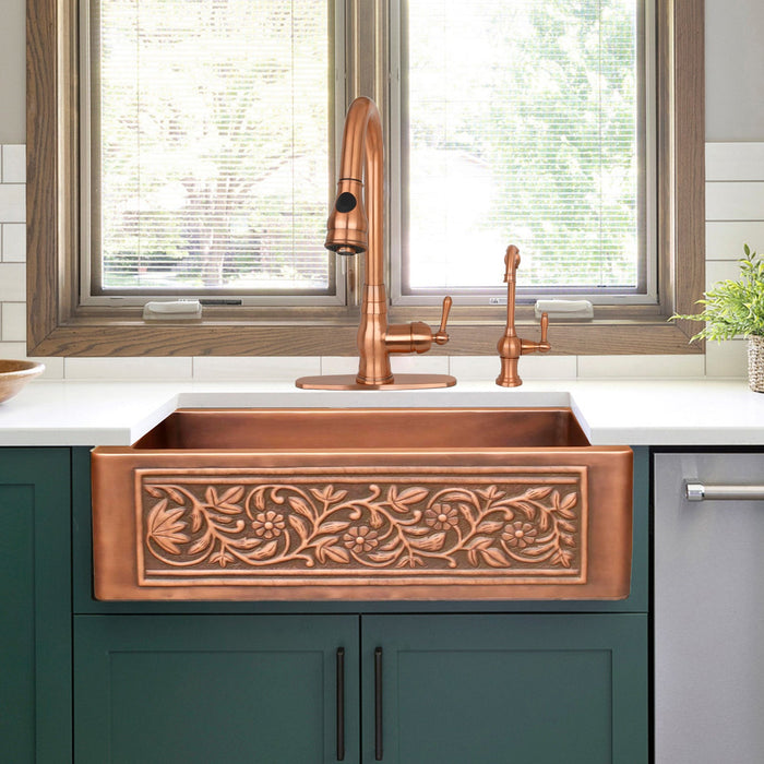 Akicon Custom Single Bowl Farmhouse Kitchen Copper Sink — AKS502-C
