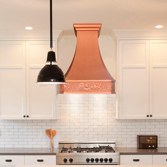 Handcrafted Custom Natural Copper Kitchen Hood