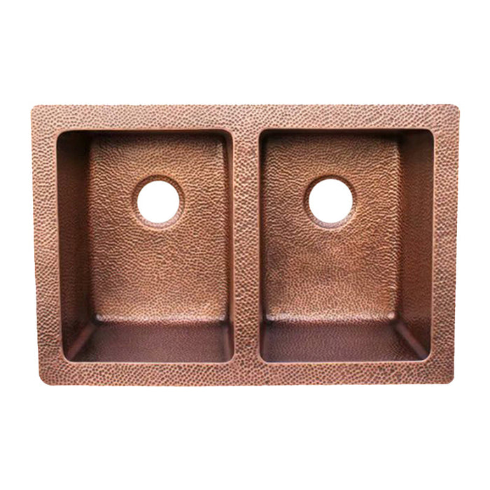 Akicon Double Bowl Custom Farmhouse Apron Copper Kichen Sink — AKS603-C