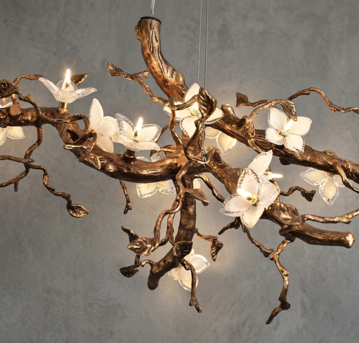 Handcrafted Sculptural Floral Branch Chandelier