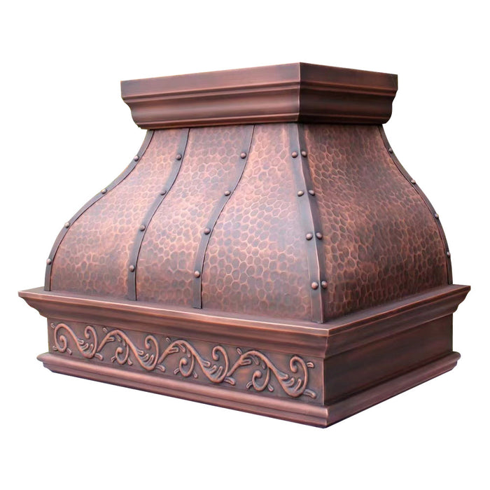 Akicon Custom Custom Copper Vent Hood with Artisan Handcrafted Detail — AKH762BA-C