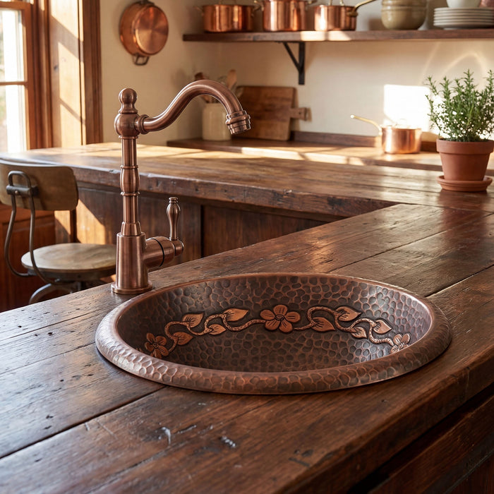 Akicon Handcrafted Copper Bar Sink Premium Prep Sink — AKS20154C